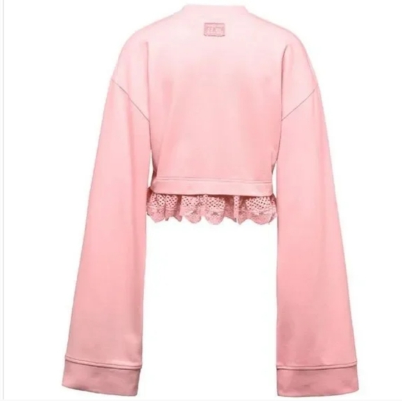 《 Fenty 》Mesh & Lace Cropped Sweatshirt - Picture 4 of 12